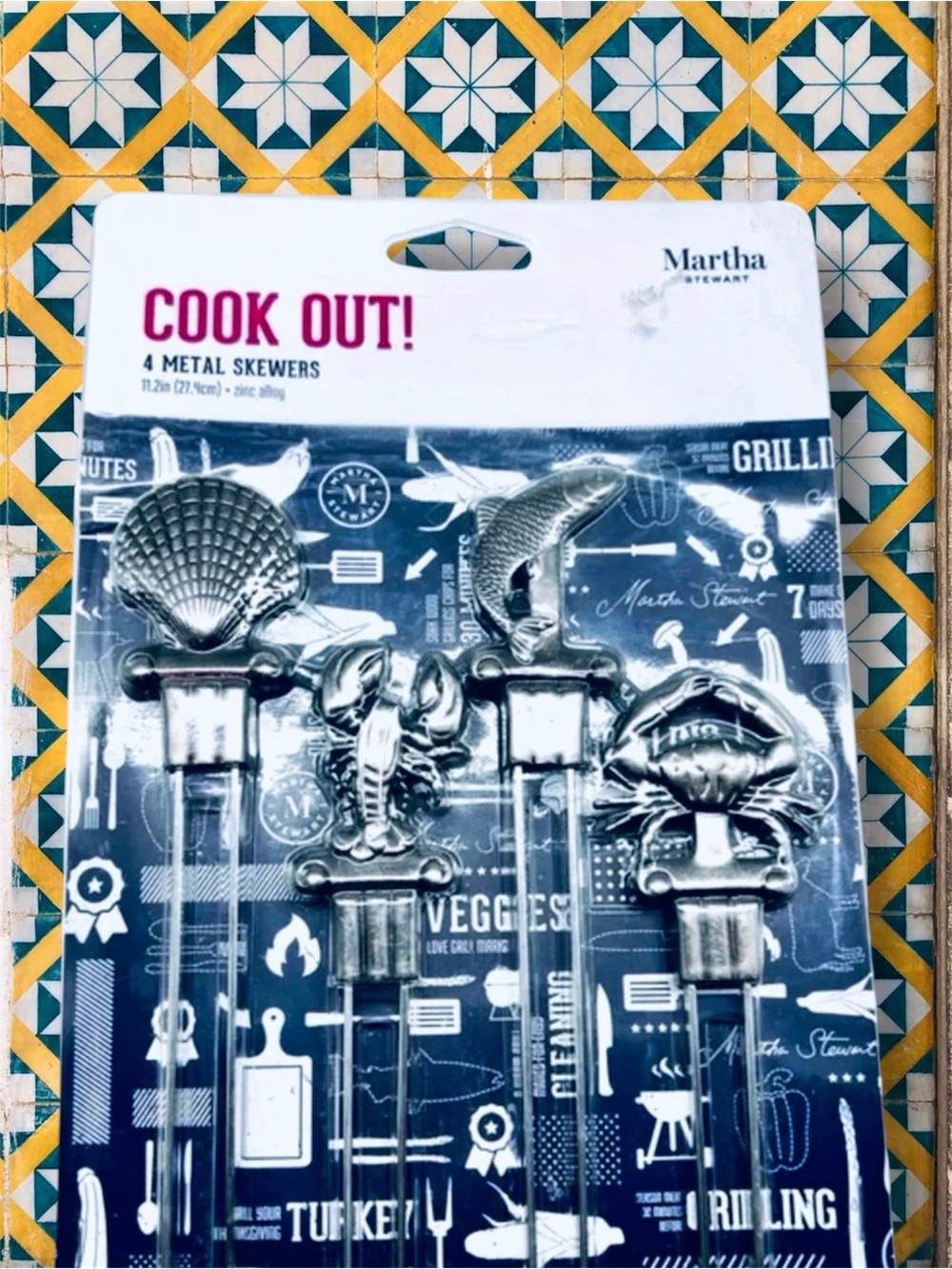 Martha Stewart Collection Shish-kebab Set of 4 Decorative Metal Skewers NEW